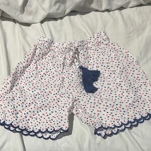 YoBaby 6 White Shorts w/ Red/Blue stars Pattern elastic waist tassle tie nwot